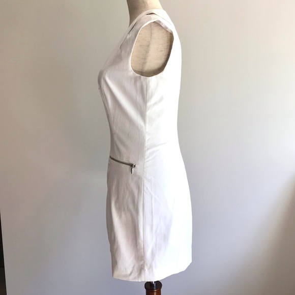 White Bebe Zipper Mini Dress w/ Cutout - Size 2 - Picture 5 of 8